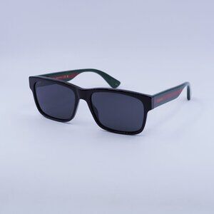 Gucci GG0340S 006 Sunglasses Shiny Black Square Frame, Grey Lenses